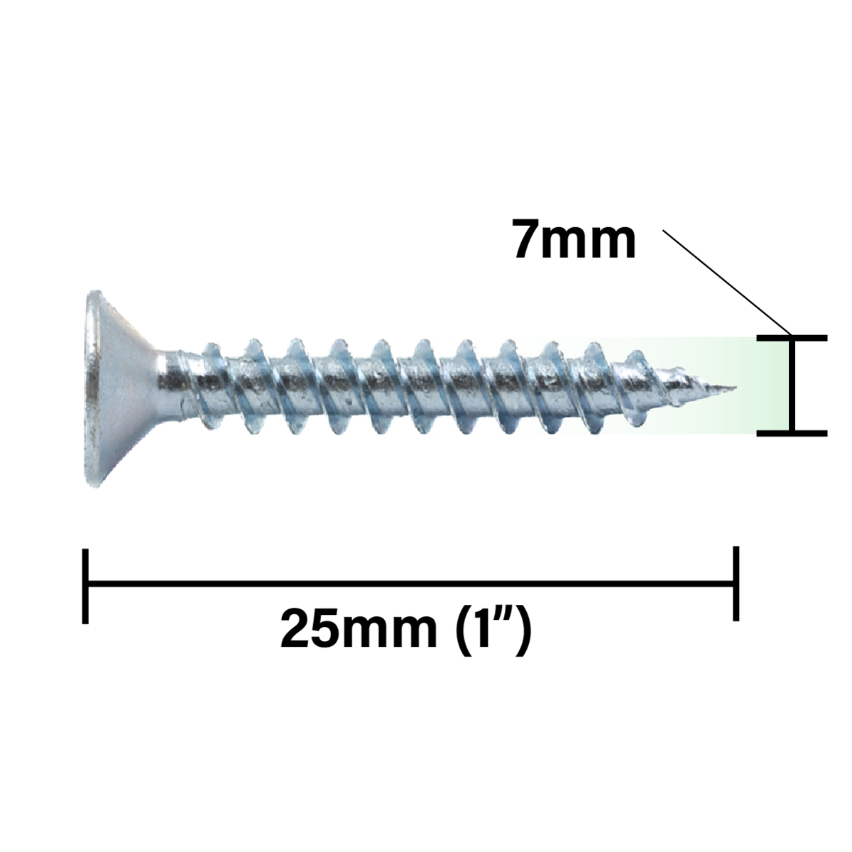 Rikä TWSR013 Woodscrew Twin-Thread CSK BZP 7 x 1in 200pk